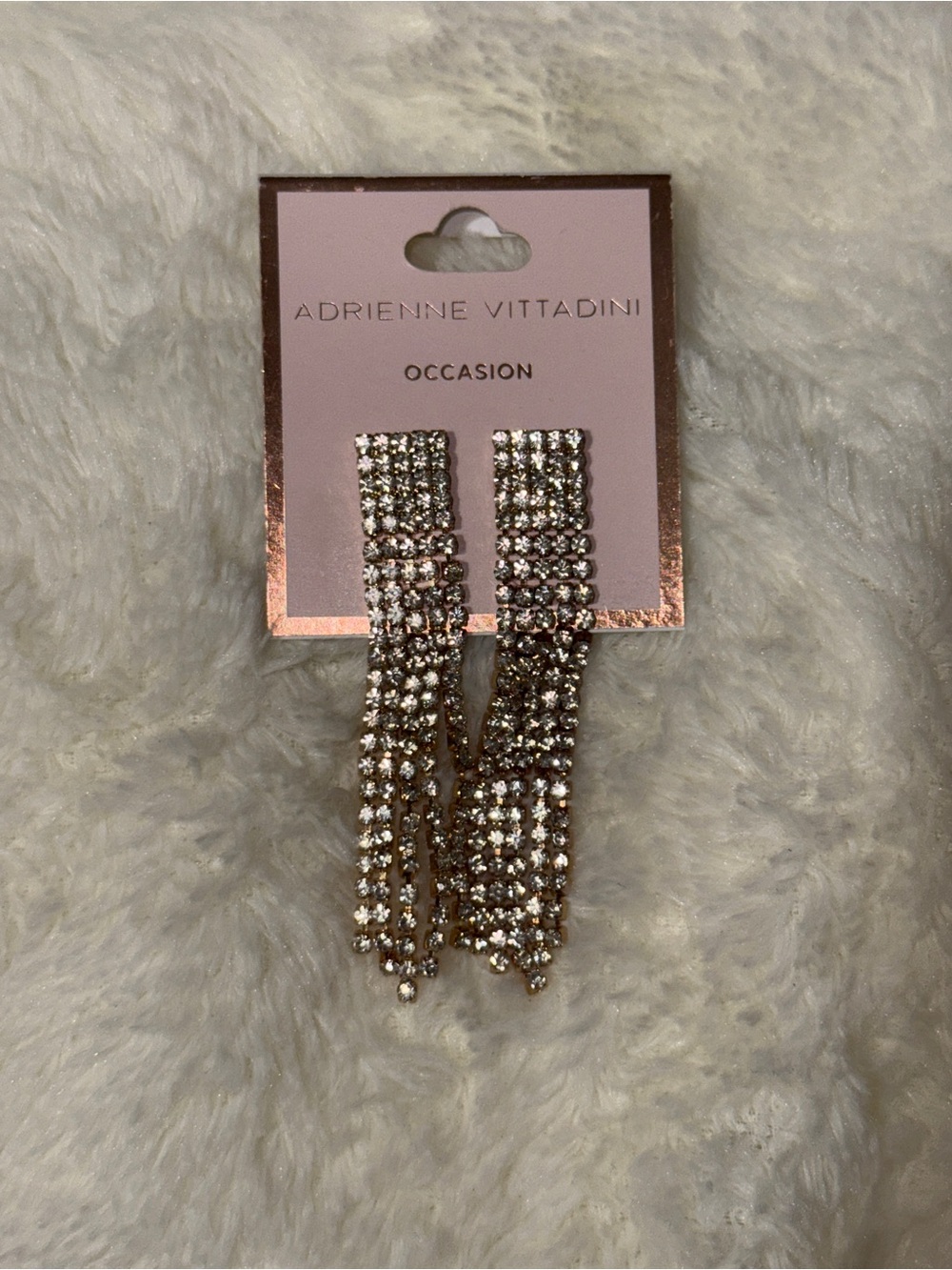 Adrienne Vittadini Rose Gold Rhinestone Tassel Earrings